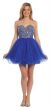 Strapless Bejeweled Bodice Short Tulle Prom Party Dress in Royal Blue